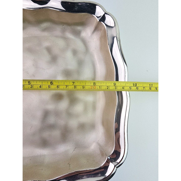 WMF IKORA Made in Germany EP BRASS 4-Footed Brushed Square Bowl Vintage 9.75 in - Picture 10 of 11